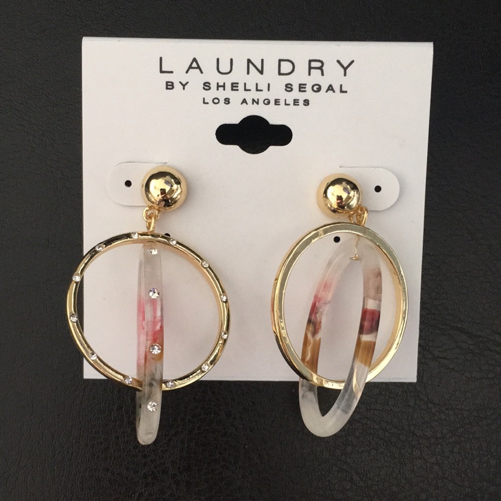 New Double Gold w Acrylic Hoops & Pave Crystals
